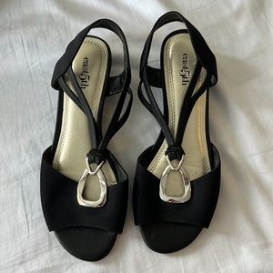 East 5th Black Sandals with Silver Hardware Size 6 NWOT